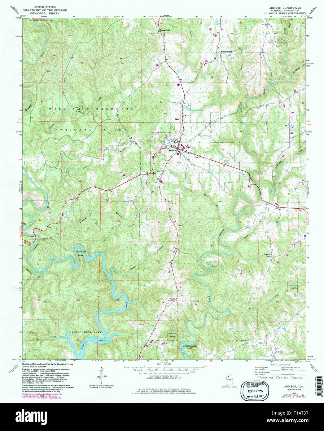 USGS TOPO Map Alabama AL Addison 303079 1969 24000 Stock Photo Alamy