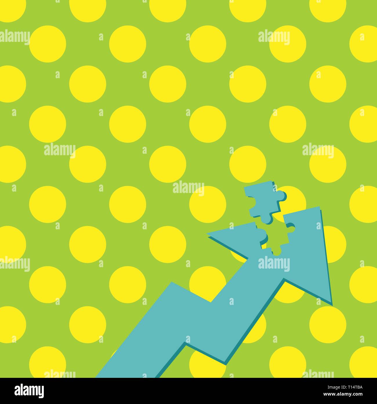 Colorful Arrow Pointing Upward with Detached Part Like Jigsaw Puzzle