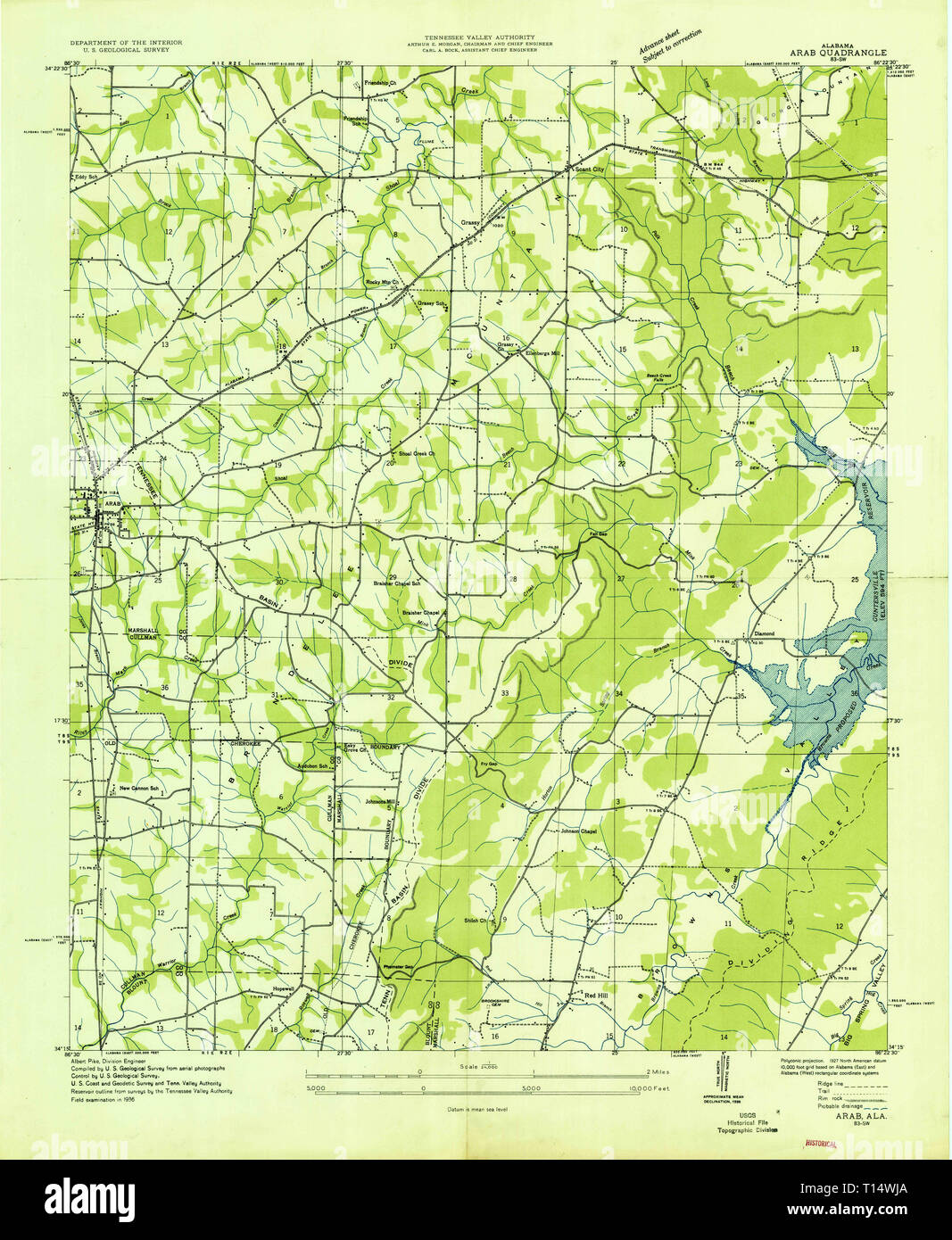 USGS TOPO Map Alabama AL Arab 303117 1936 24000 Stock Photo