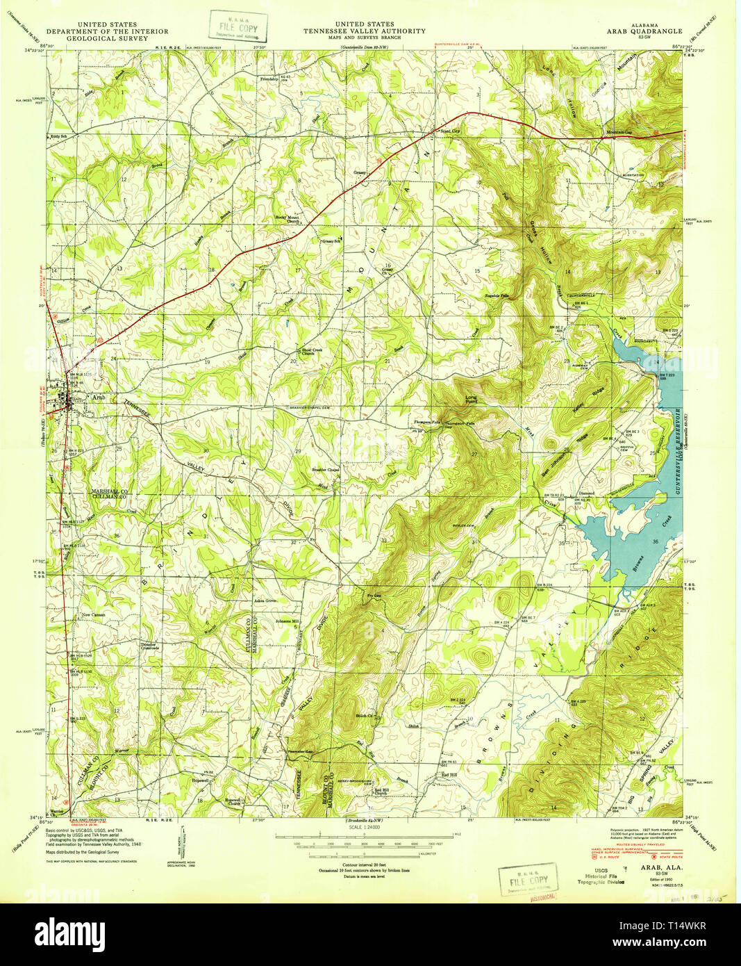 USGS TOPO Map Alabama AL Arab 303119 1950 24000 Stock Photo