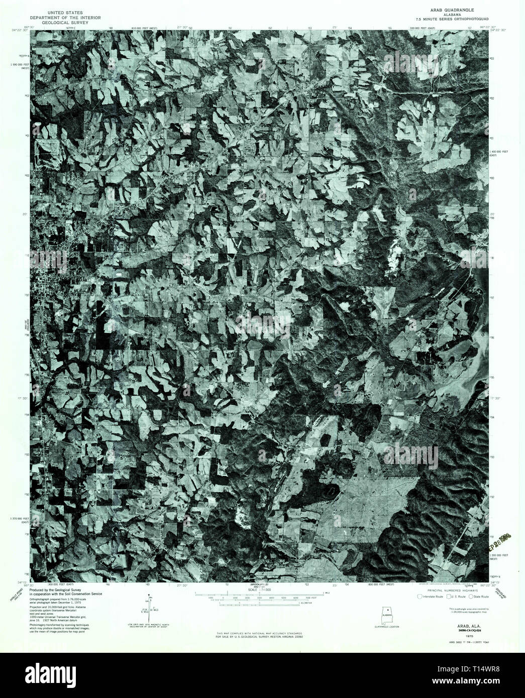 USGS TOPO Map Alabama AL Arab 303123 1975 24000 Stock Photo