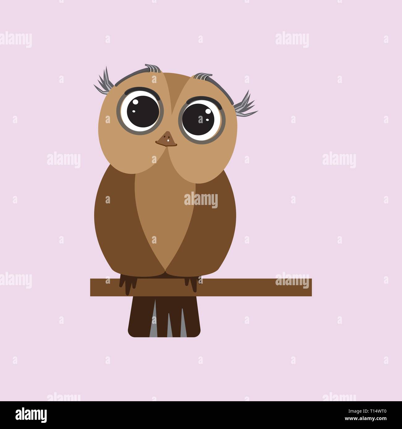 Owladorable bird character vector illustration. Stock Vector