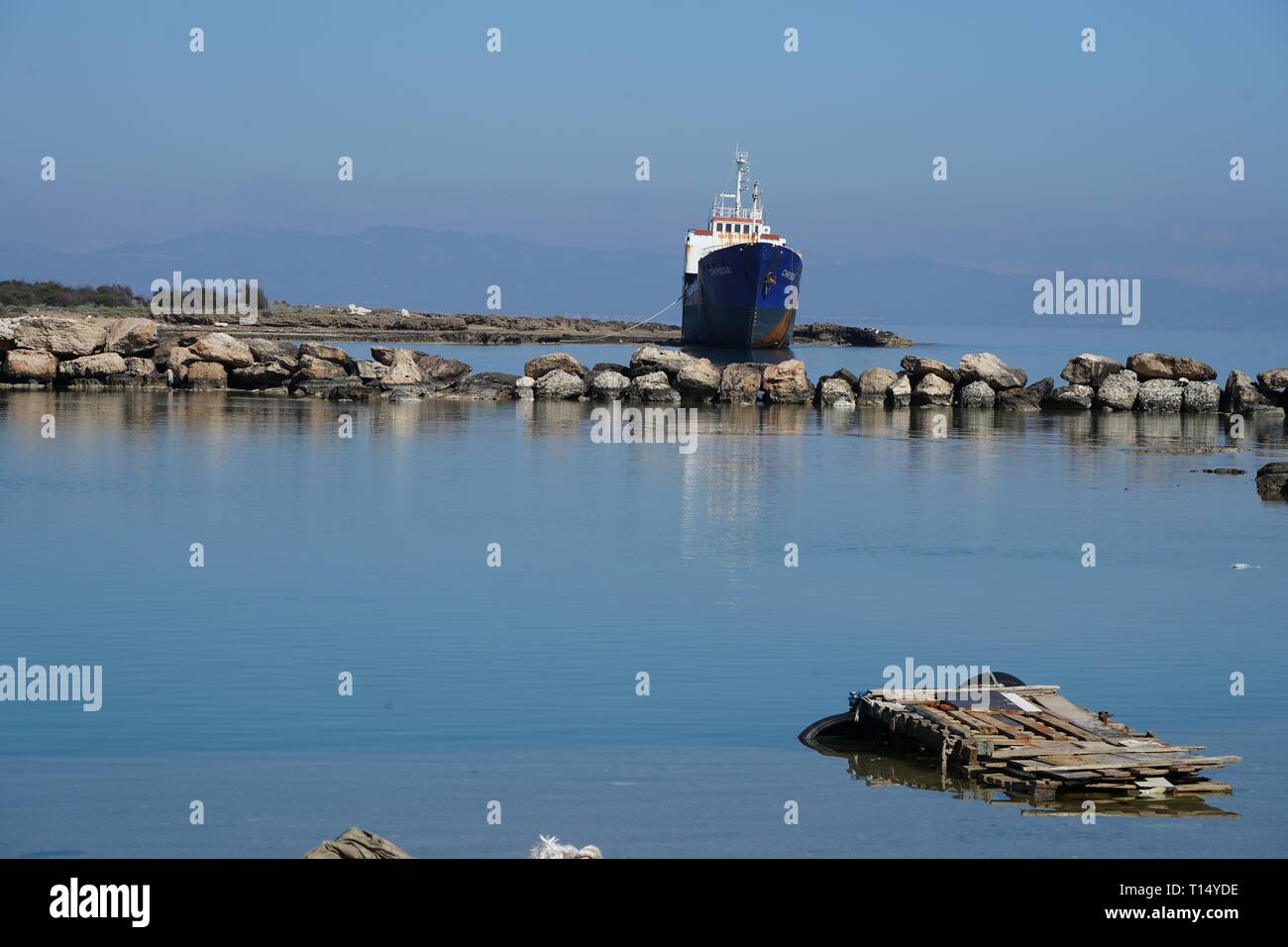 Famagusta (Varosha) is an abandoned Cypriot city of Famagusta. Before the 1974 Turkish invasion of Cyprus, it was the modern tourist area of the city. Stock Photo