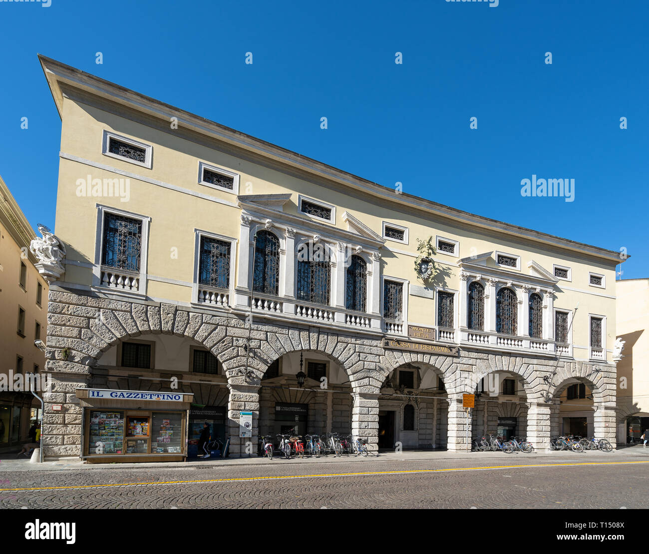 Udine, Friuli Venezia Giulia region, Italy. March 22 2019.   facade of the pawnshop building in Mercatovecchio street Stock Photo
