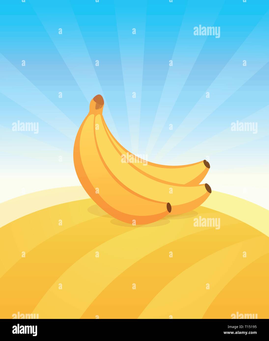 Banner template with Banana. Ads Poster with copy space on top and
