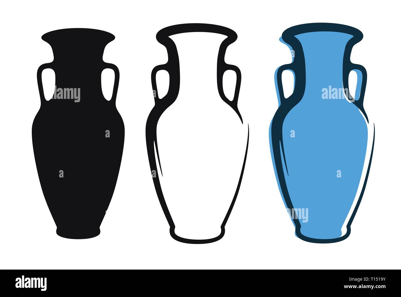 blue outline ceramic vase