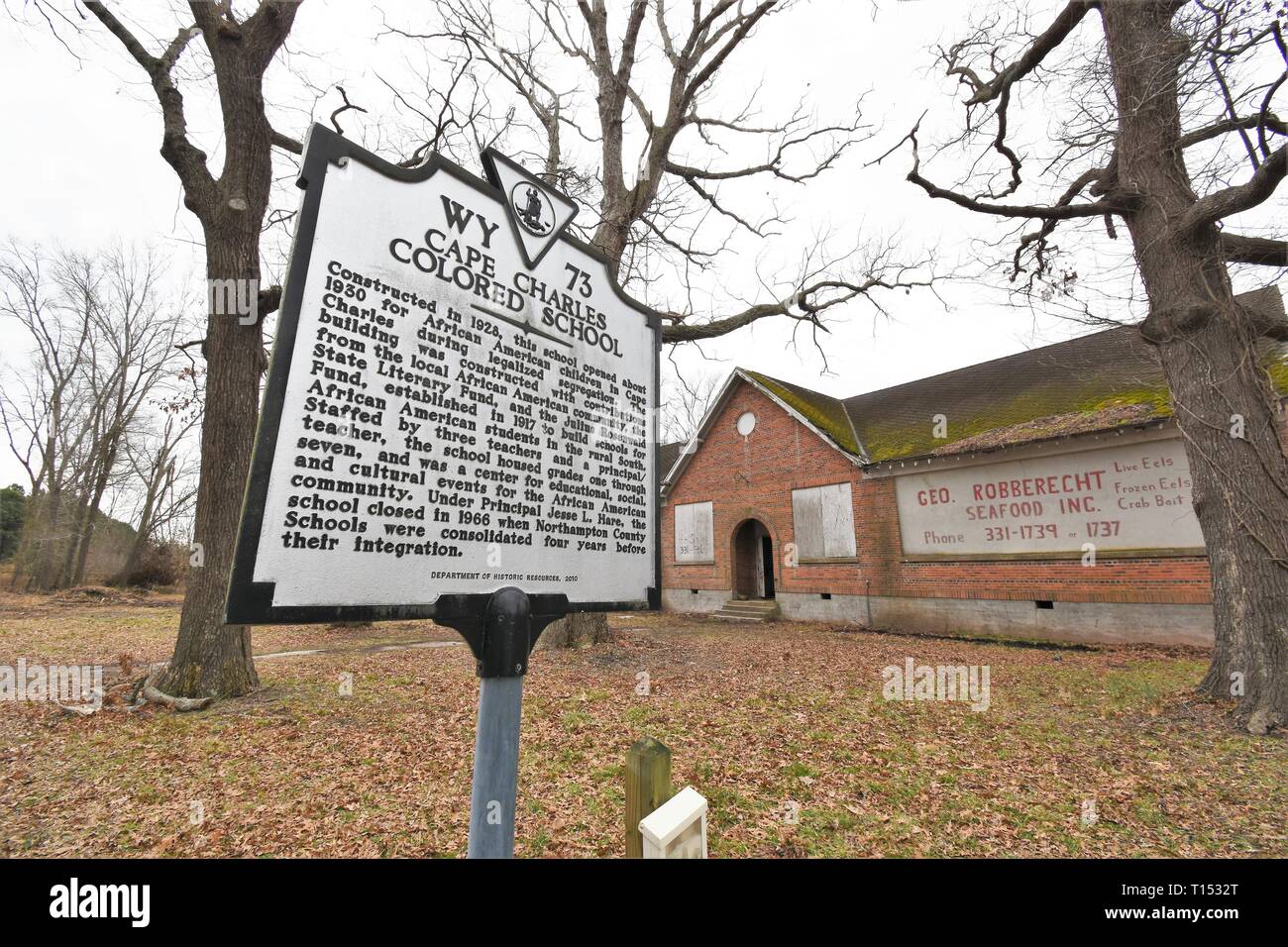 Cape Charles Virginia USA America, empty Colored School for black kids