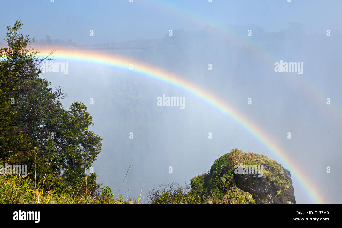 Rainbow Over The Zambezi River Stock Photo