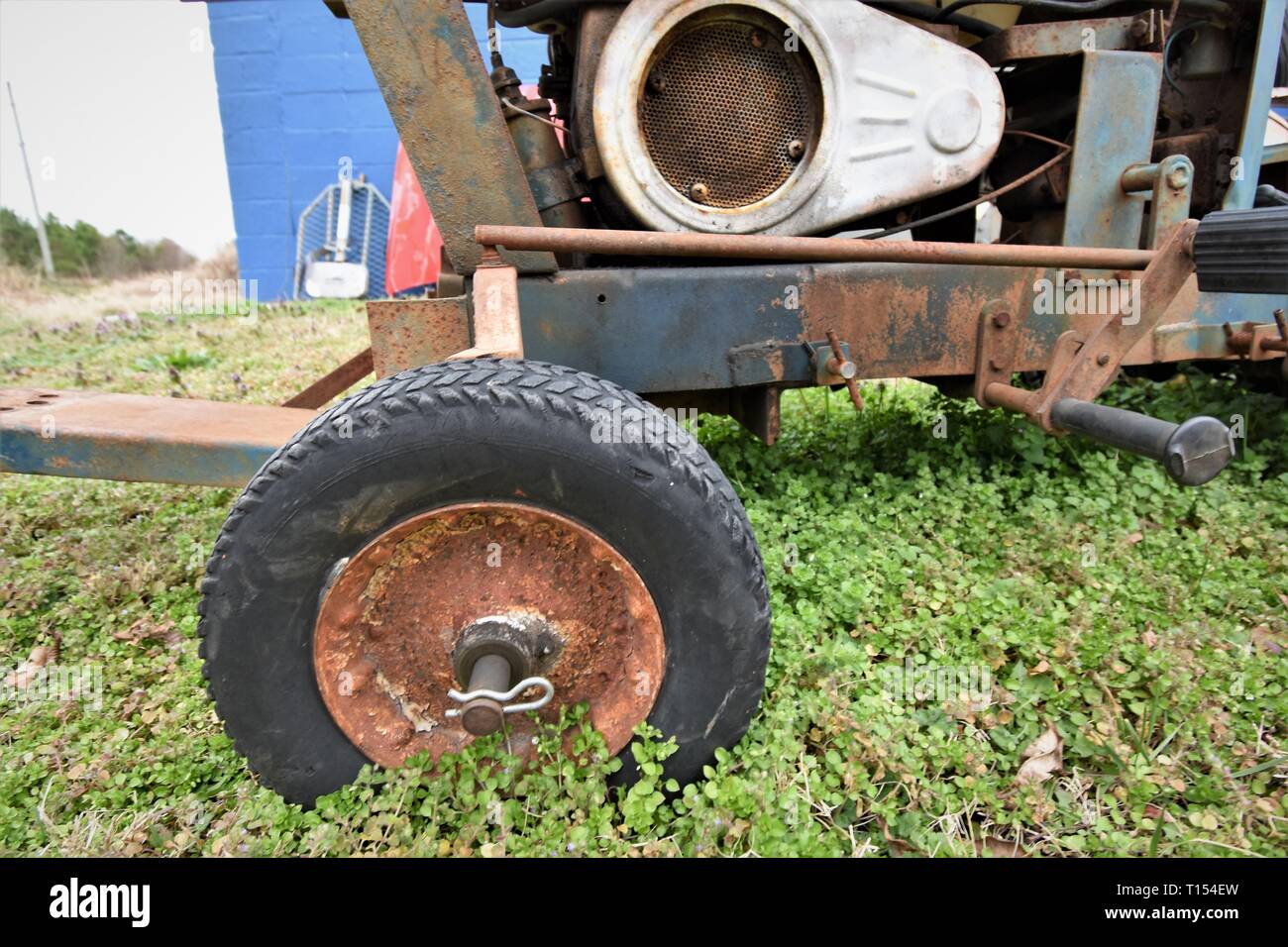 Trash Tires used as bumpers and in Gardens and for chipping Stock Photo