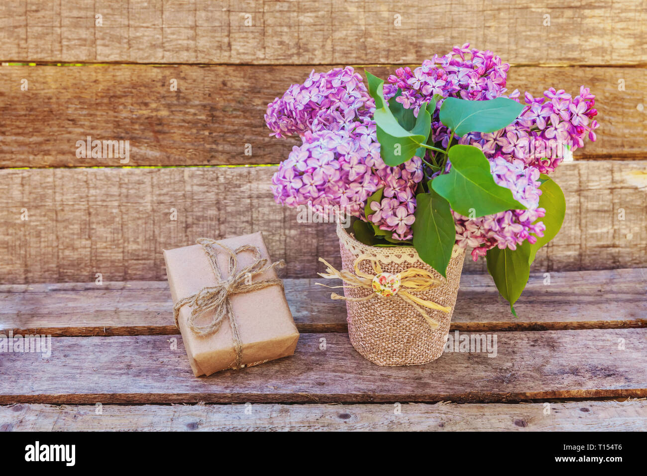 Floral Decor Elements Small Gift Box With Presents Wrapped Craft