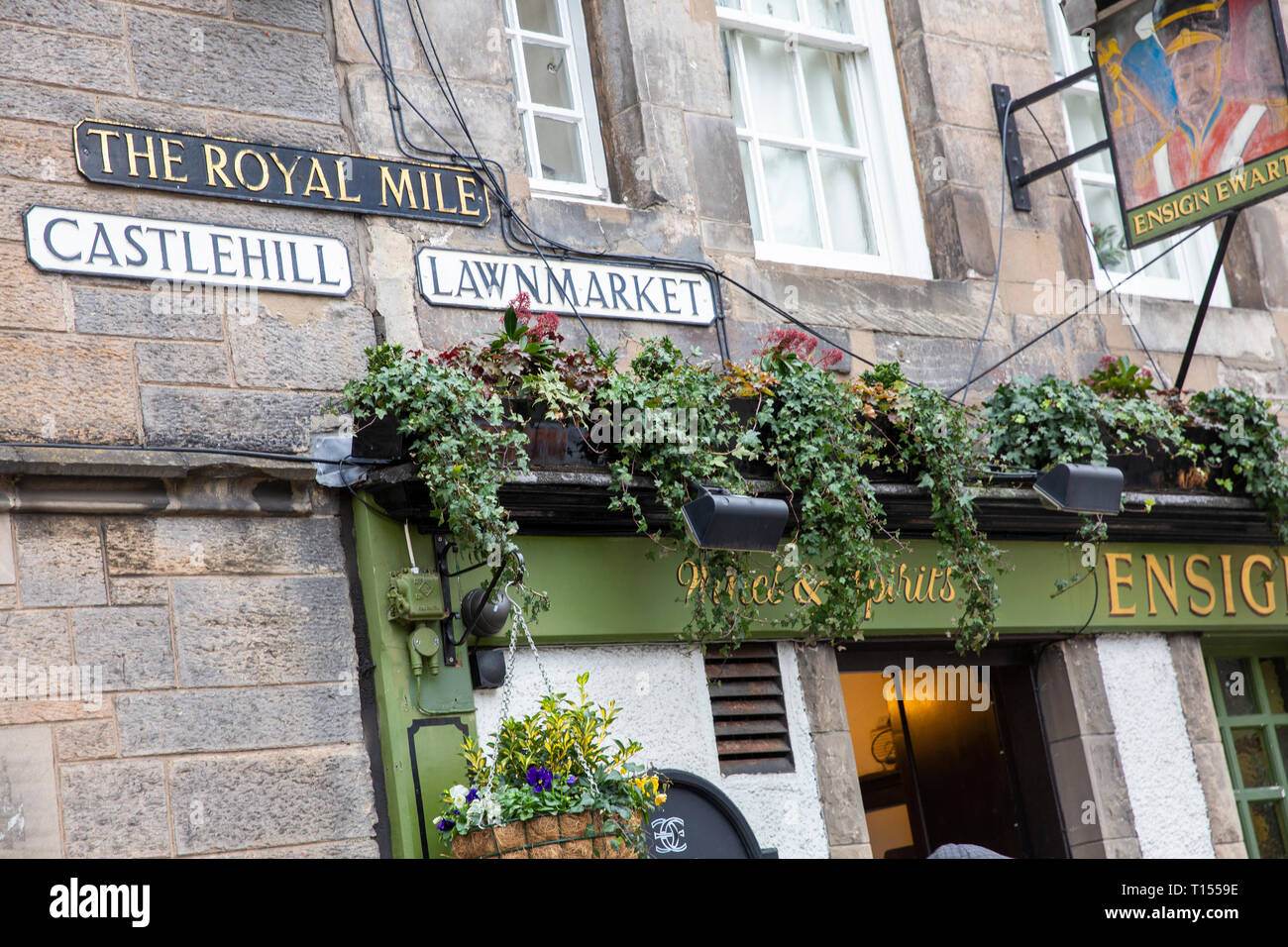 The Royal Mile and lawnmarket in Edinburgh city centre,Scotland Stock