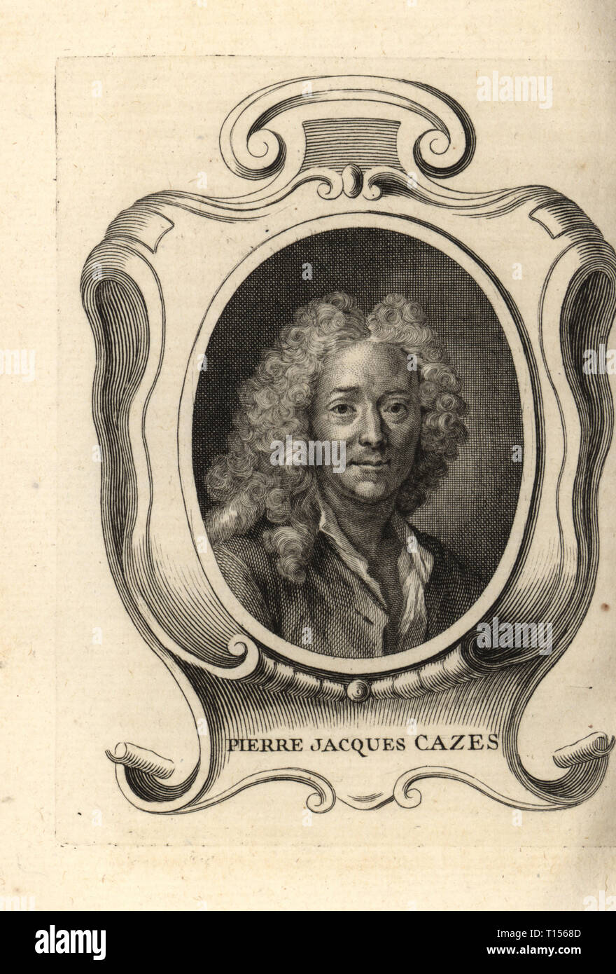 Portrait of Pierre Jacques Cazes, French historical painter 16761754. Copperplate engraving