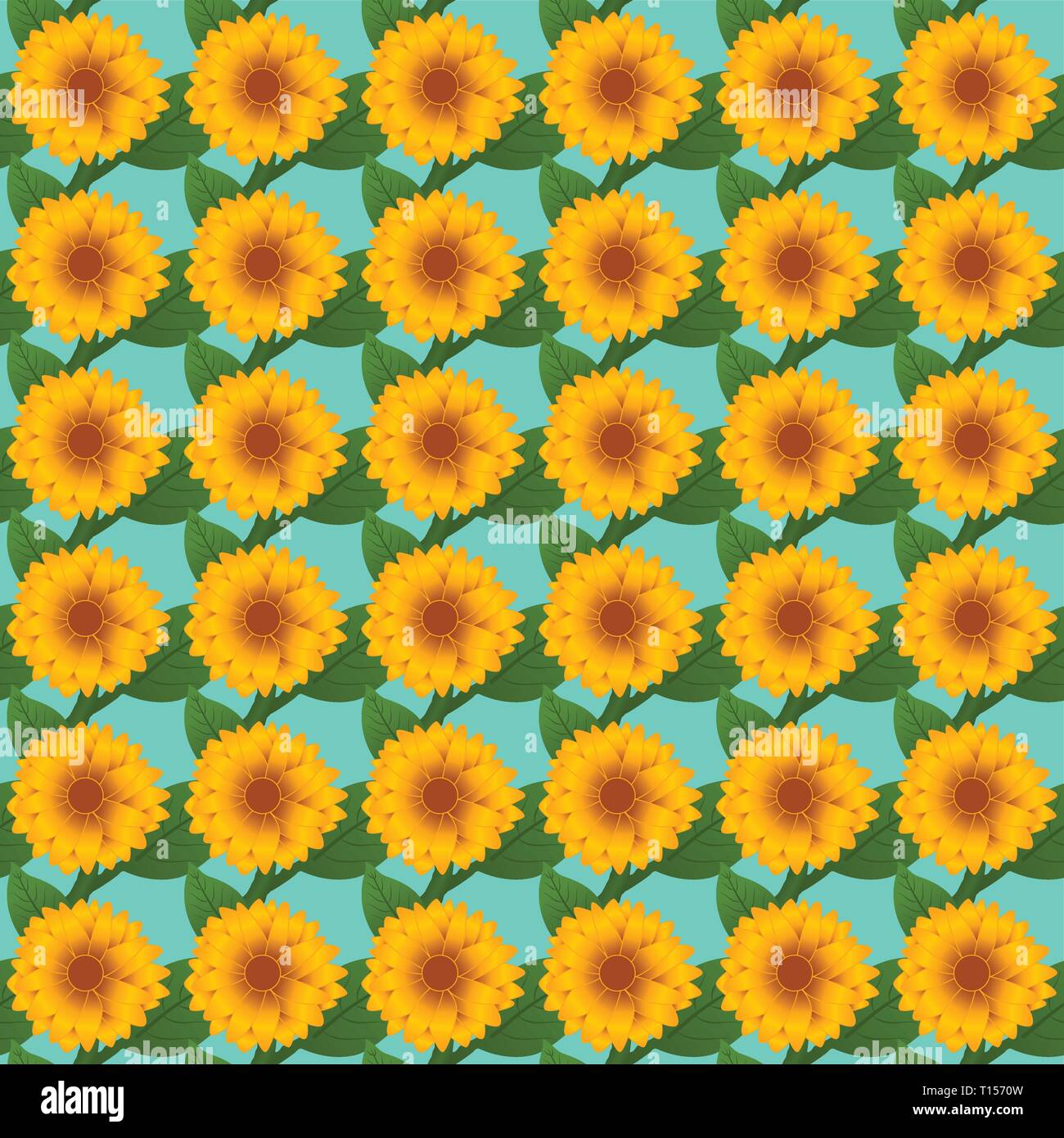 Sunflower seamless vector pattern for Postcards, wallpaper, web background, Print and fabric Stock Vector