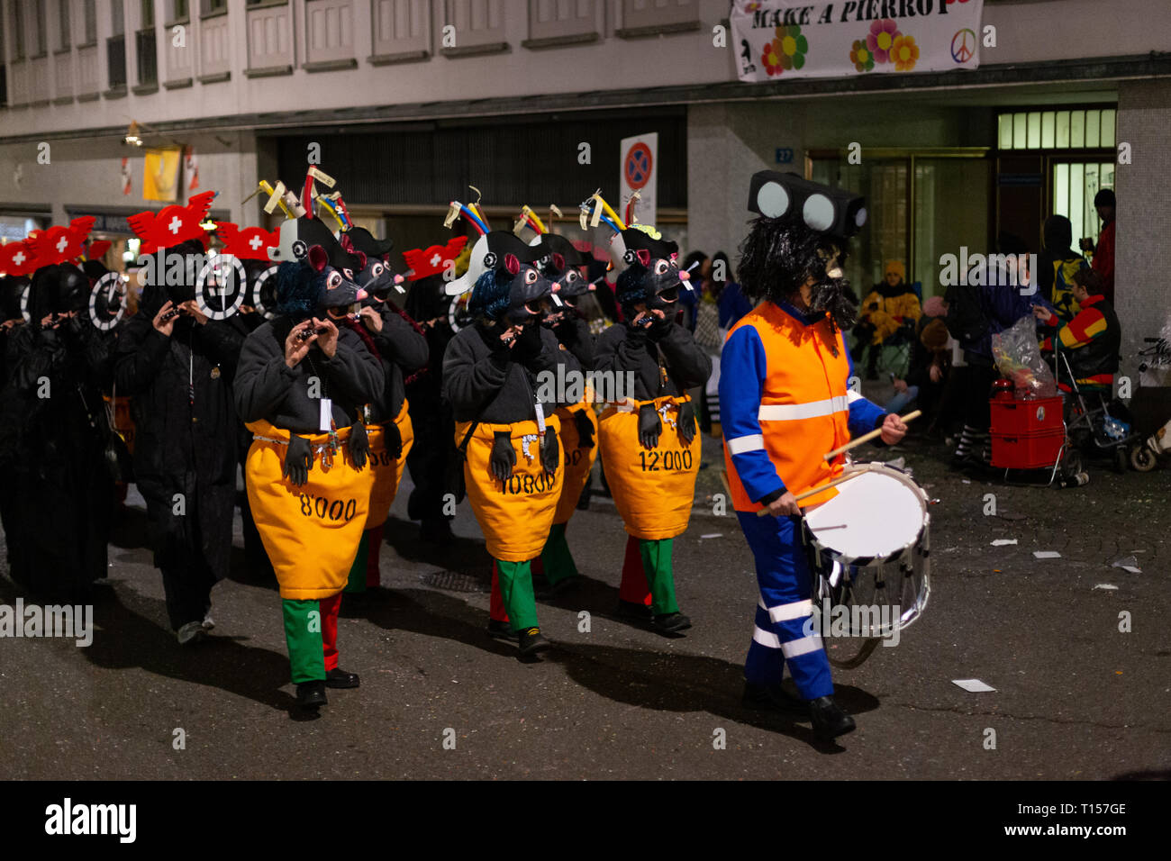 Carnival of Basel 2019 at night Stock Photo