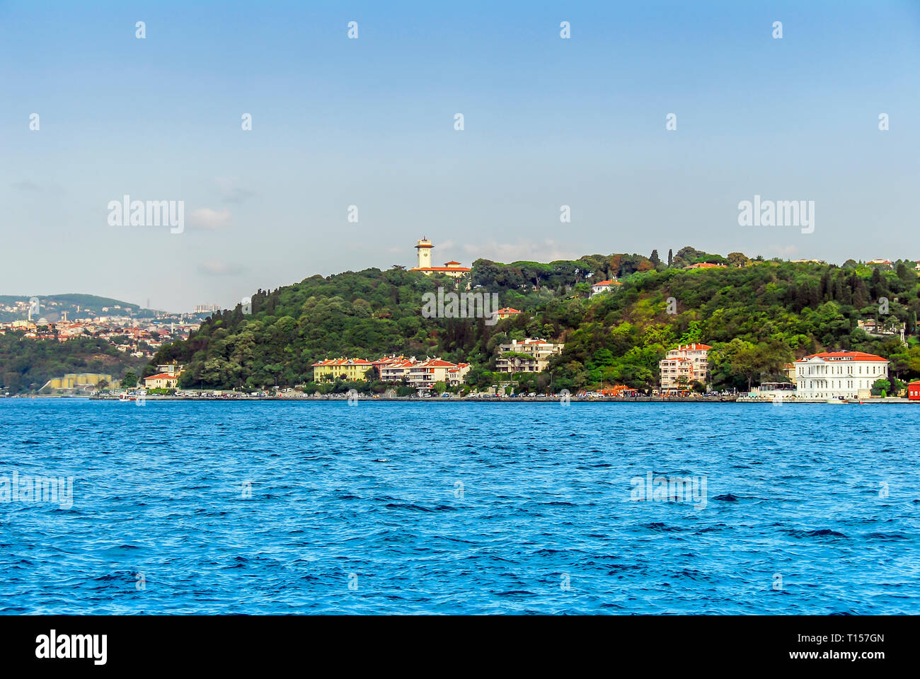 Istanbul, Turkey, 2 September 2007: Shores and Hidiv Palace of Beykoz district of Istanbul Stock Photo
