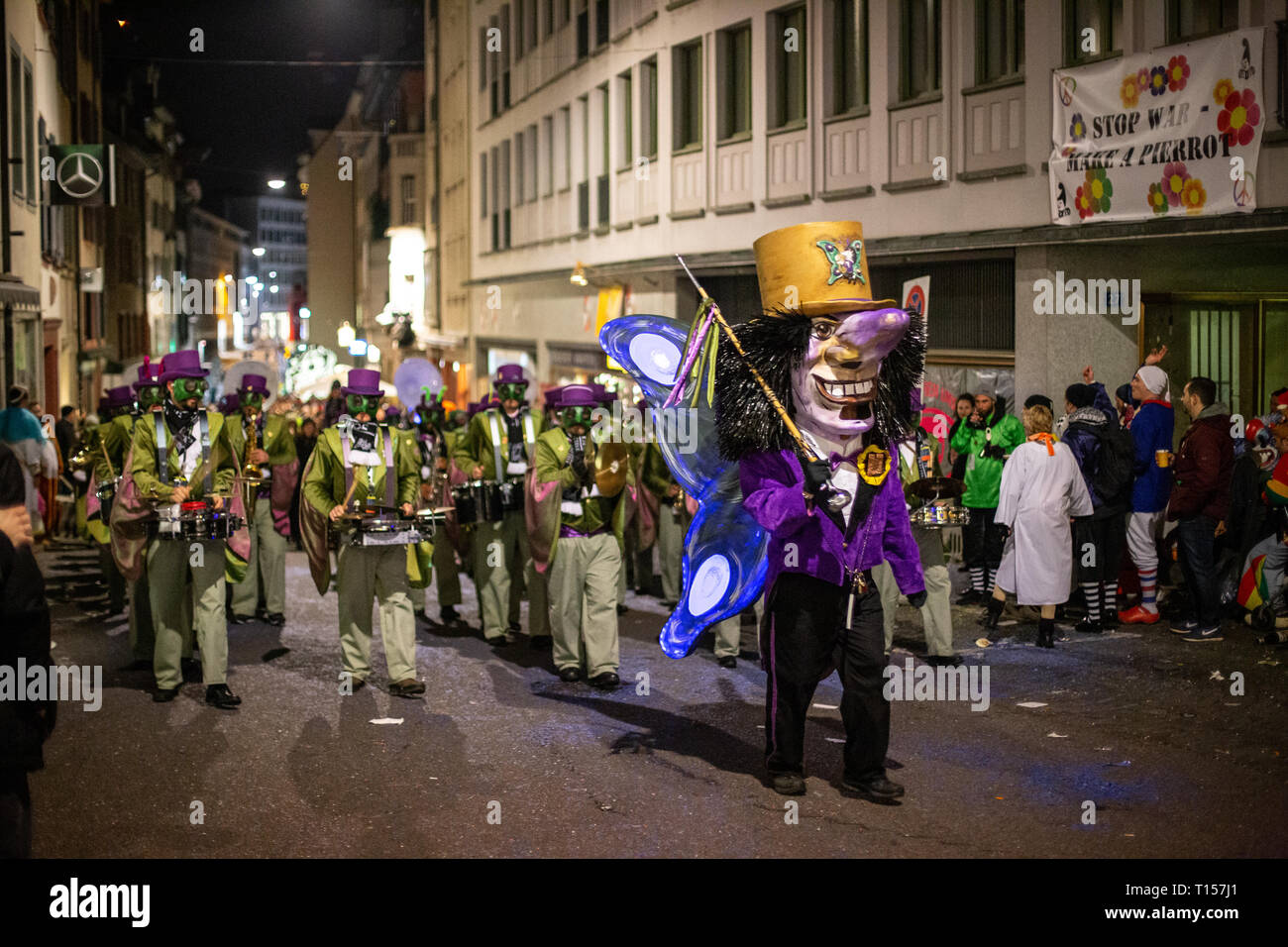 Carnival of Basel 2019 at night Stock Photo