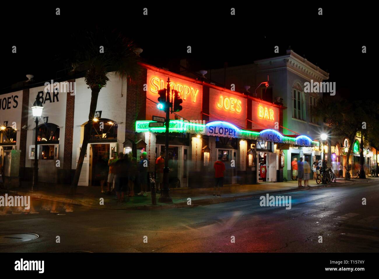 Famous Sloppy Joe's Bar on the corner of Duval and Greene streets, where Ernest Hemingway used to frequent, on Key West, Florida Keys, Florida, USA Stock Photo