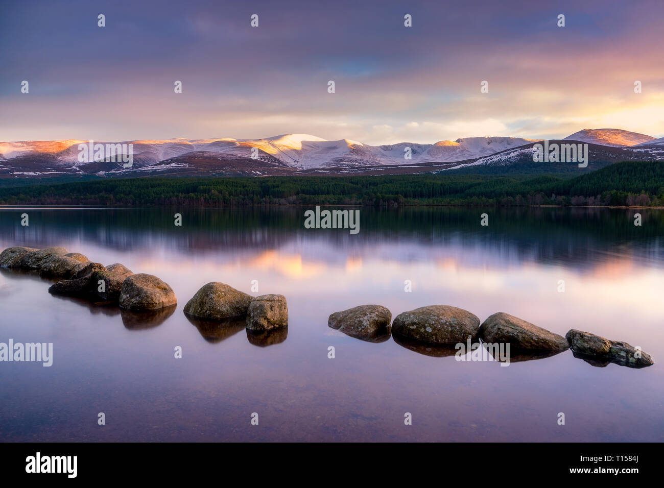 UK, Scotland, Highlands, Cairngorms National Park, Loch Morlich Stock Photo