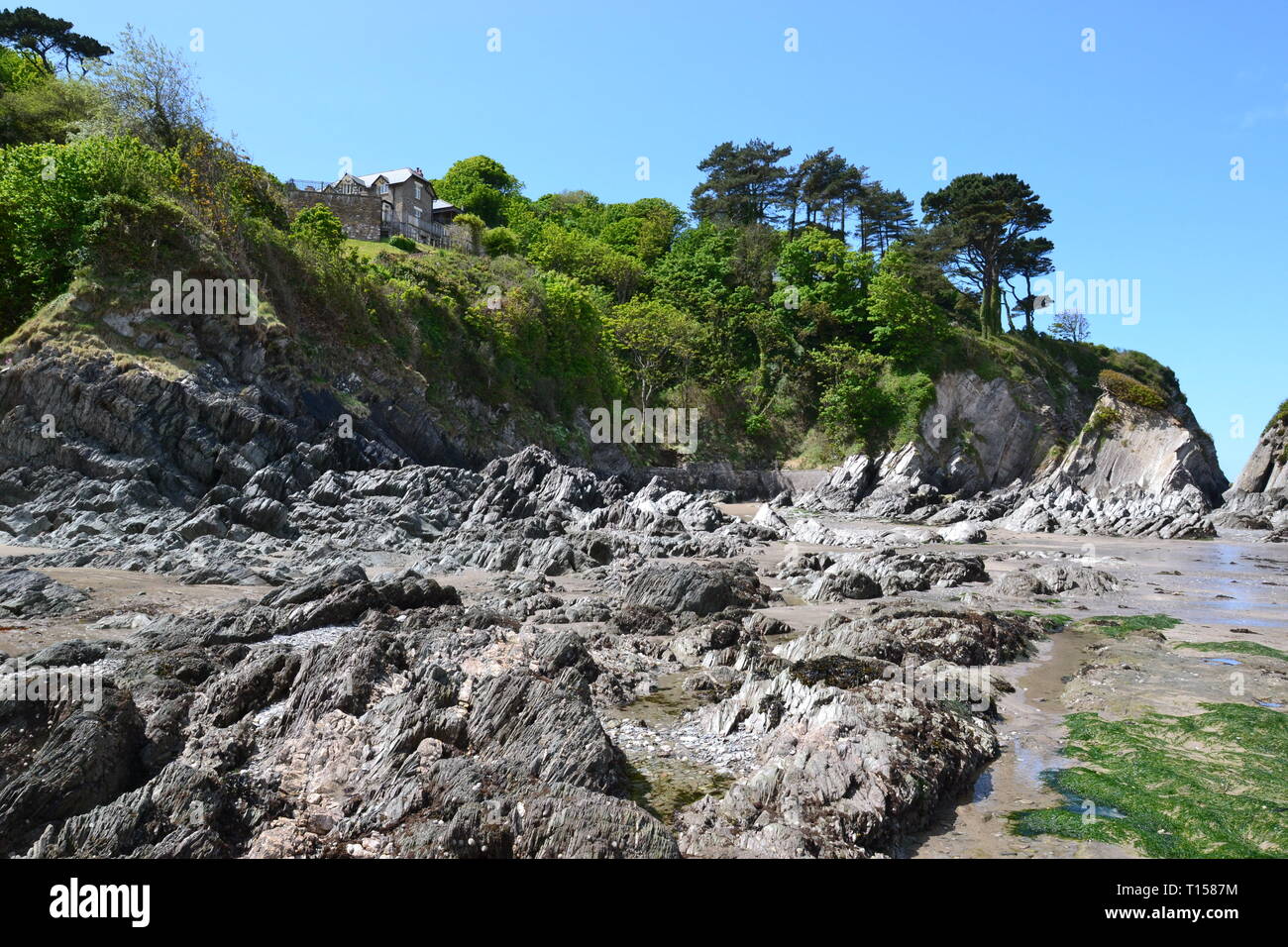 Lee Bay or just Lee is a small village on the North Devon coast near Woolacombe, Devon, UK Stock Photo