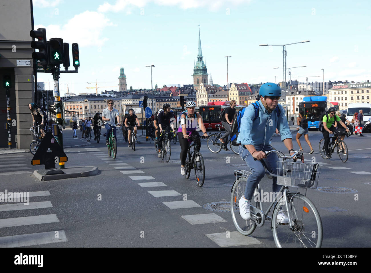 STOCKHOLM, SWEDEN 20180706  Cyklister på Götgatan, Södermalm, Stockholm. Photo Jeppe Gustafsson Stock Photo