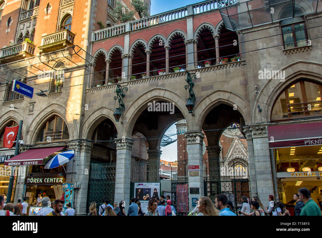 Istanbul, Turkey, 8 June 2018: Saint Antoine Church, Istiklal Avenue, Beyoglu district of Istanbul. Stock Photo