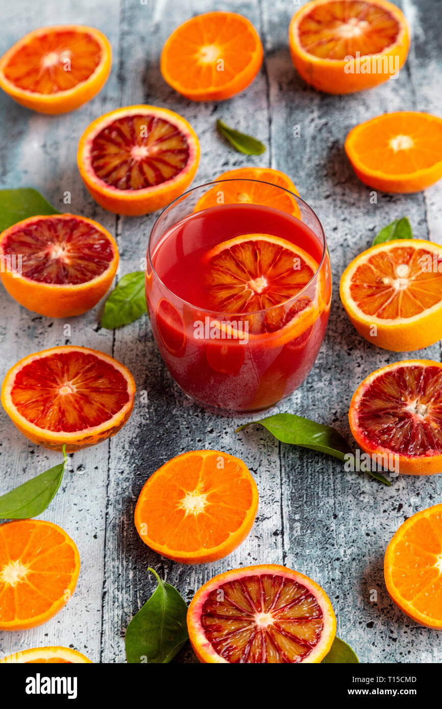 Tangerines glass blood orange juice hires stock photography and images