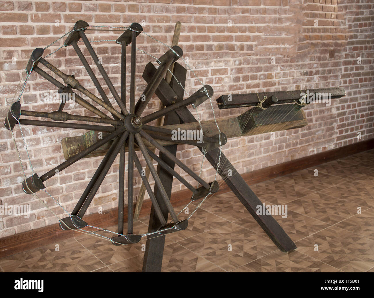 Silk thread loom Stock Photo