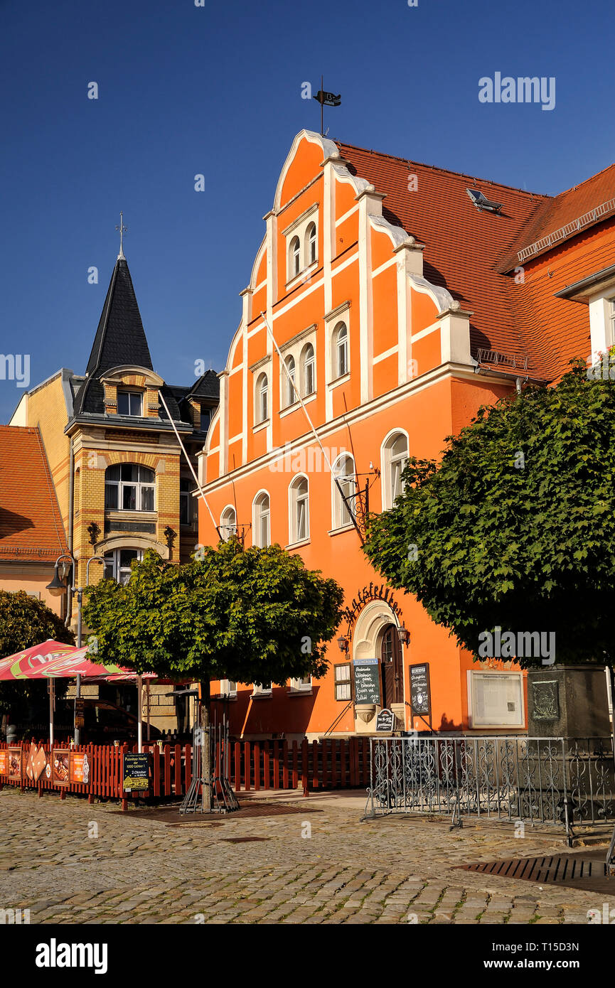 Germany, Saxony, Pulsnitz, Market Square, old townhall Stock Photo Alamy