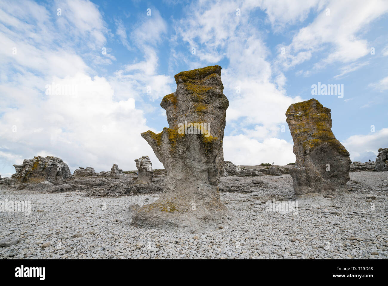 Sweden, Gotland County, Faroe, Langhammars sea stacks Stock Photo