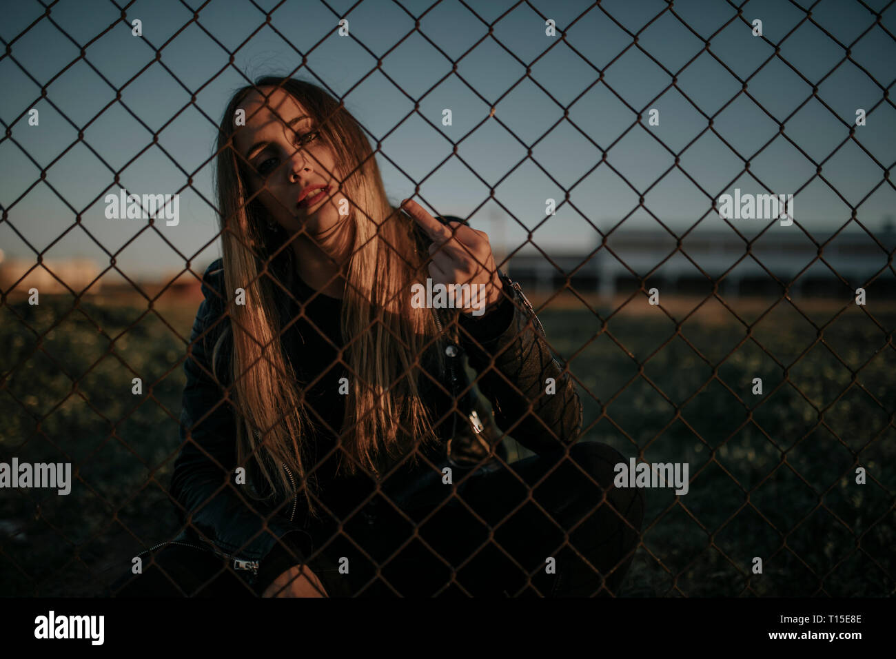 Woman behind mesh hi-res stock photography and images - Alamy