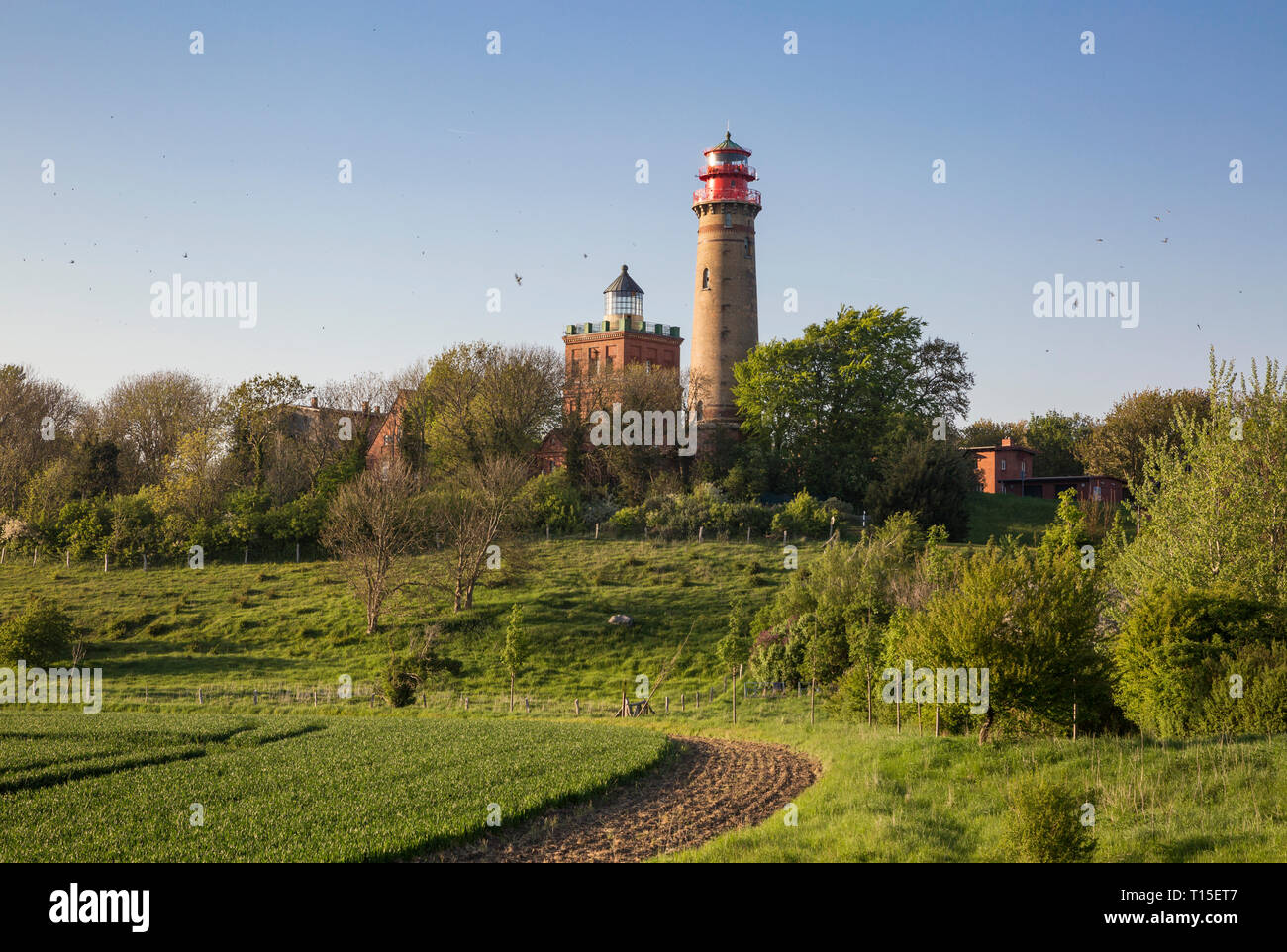 Germany, Ruegen, Cape Arkona, Cape Arkona Lighthouse and Schinkel Tower Stock Photo