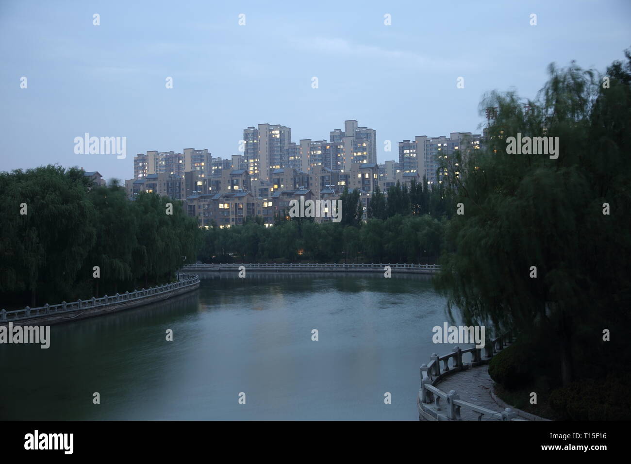 Lake View, Liaocheng City, Shandong Province, China. Stock Photo