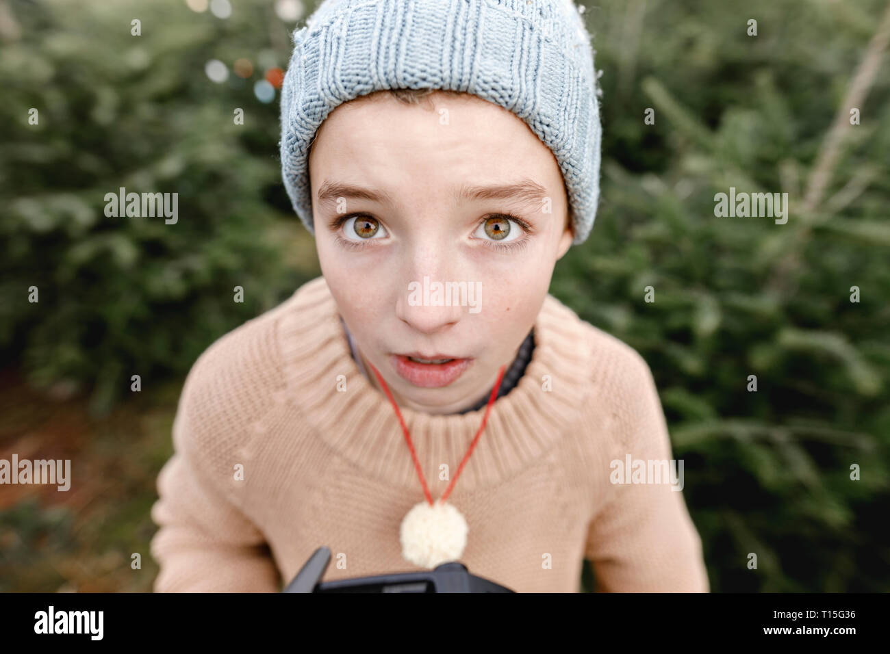 Portrait of a boy wearing woolen hat Stock Photo