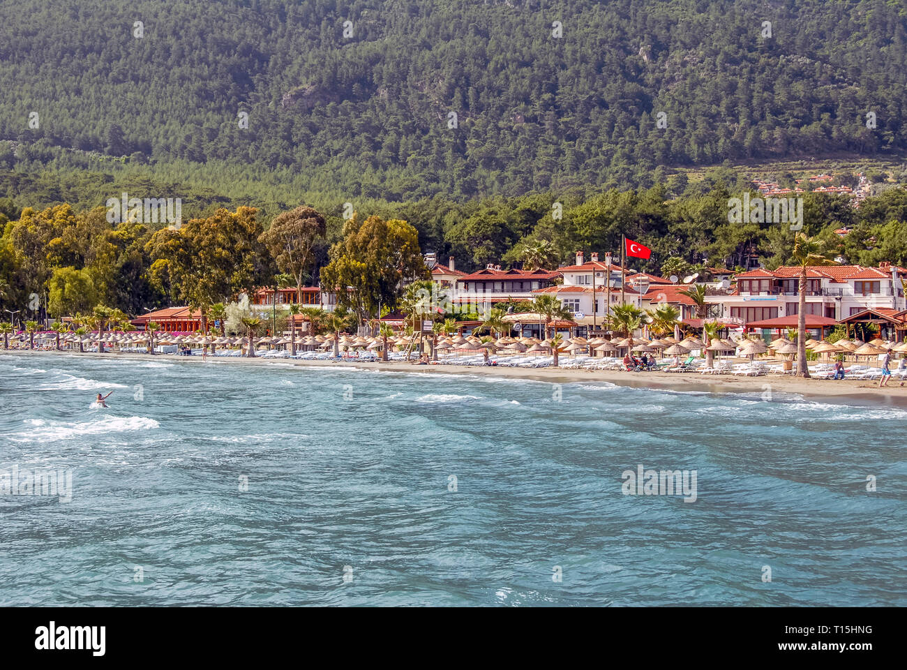 Mugla, Turkey, 24 May 2012: Gokova Bay, Akyaka Beach Stock Photo