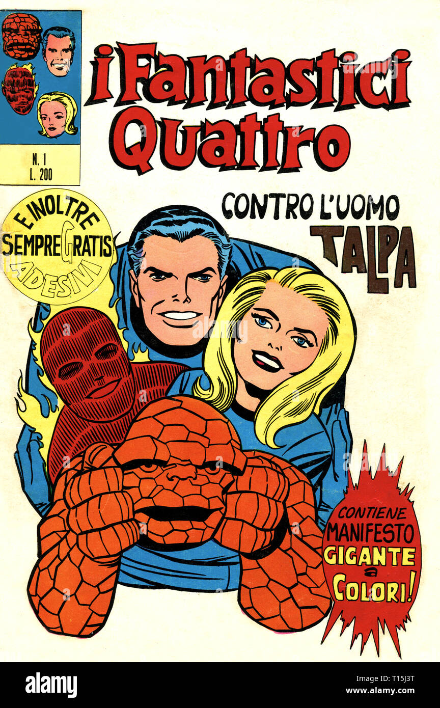Italy - 1971: first edition of Marvel comic books, cover of The Fantastic 4, i Fantastici Quattro Stock Photo