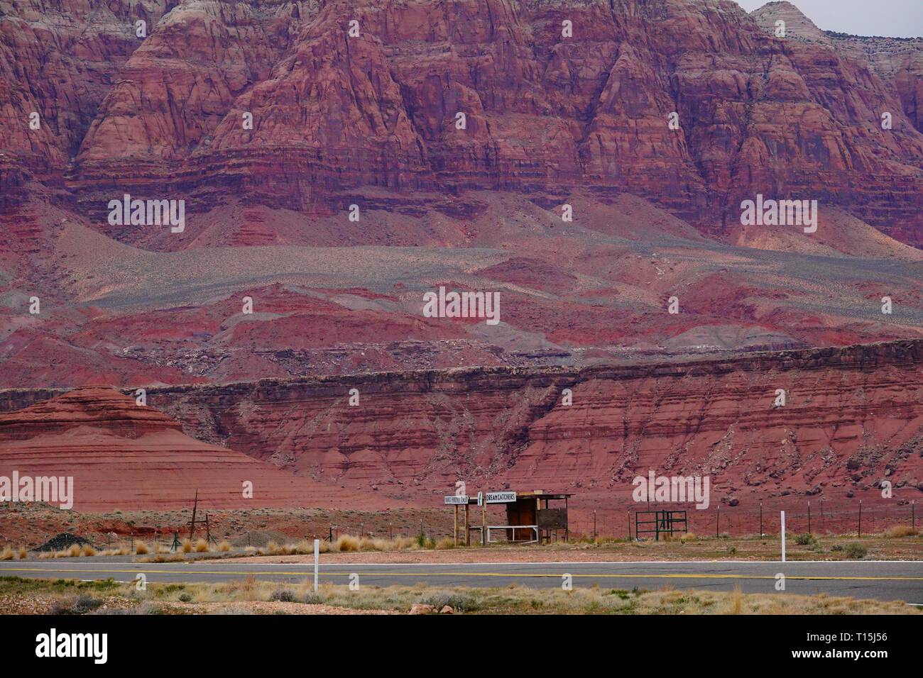 Multicolored mountains of the southwest in the desert outside of Page Arizona near the Grand Canyon and Painted Desert. Stock Photo