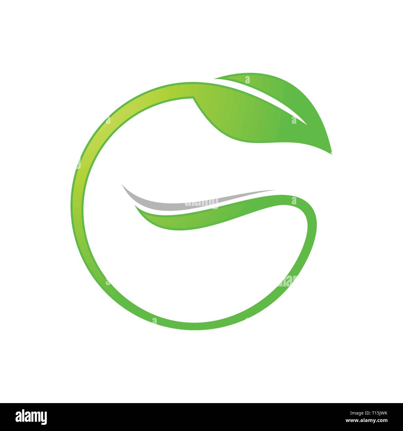 Initial G Lettermark Leaf Circle Vector Symbol Graphic Logo Design Template Stock Vector
