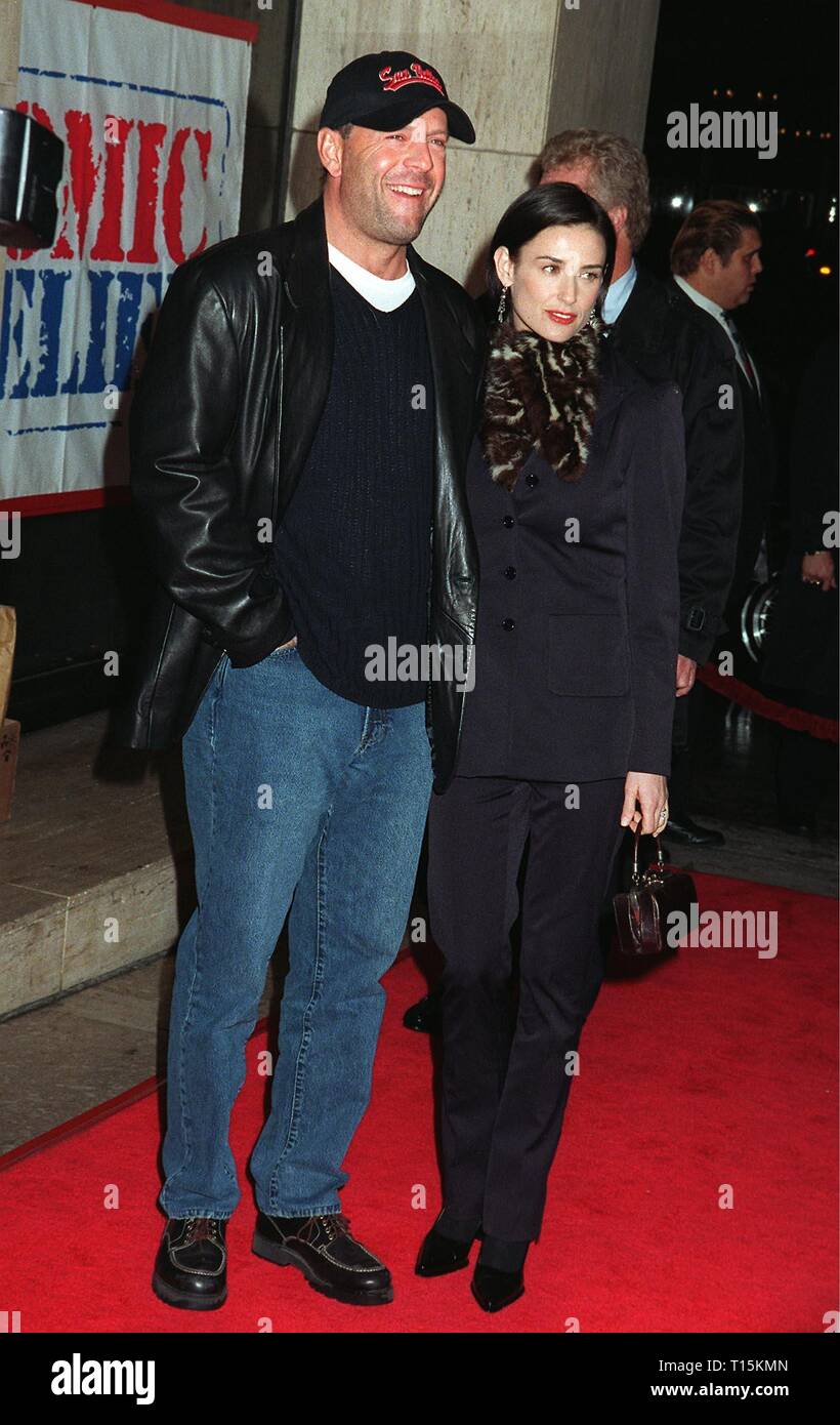 LOS ANGELES, CA. December 06, 1997: Actress Demi Moore & actor husband Bruce Willis  at world premiere of her new movie, 'Deconstructing Harry' in Century City, Los Angeles. Stock Photo