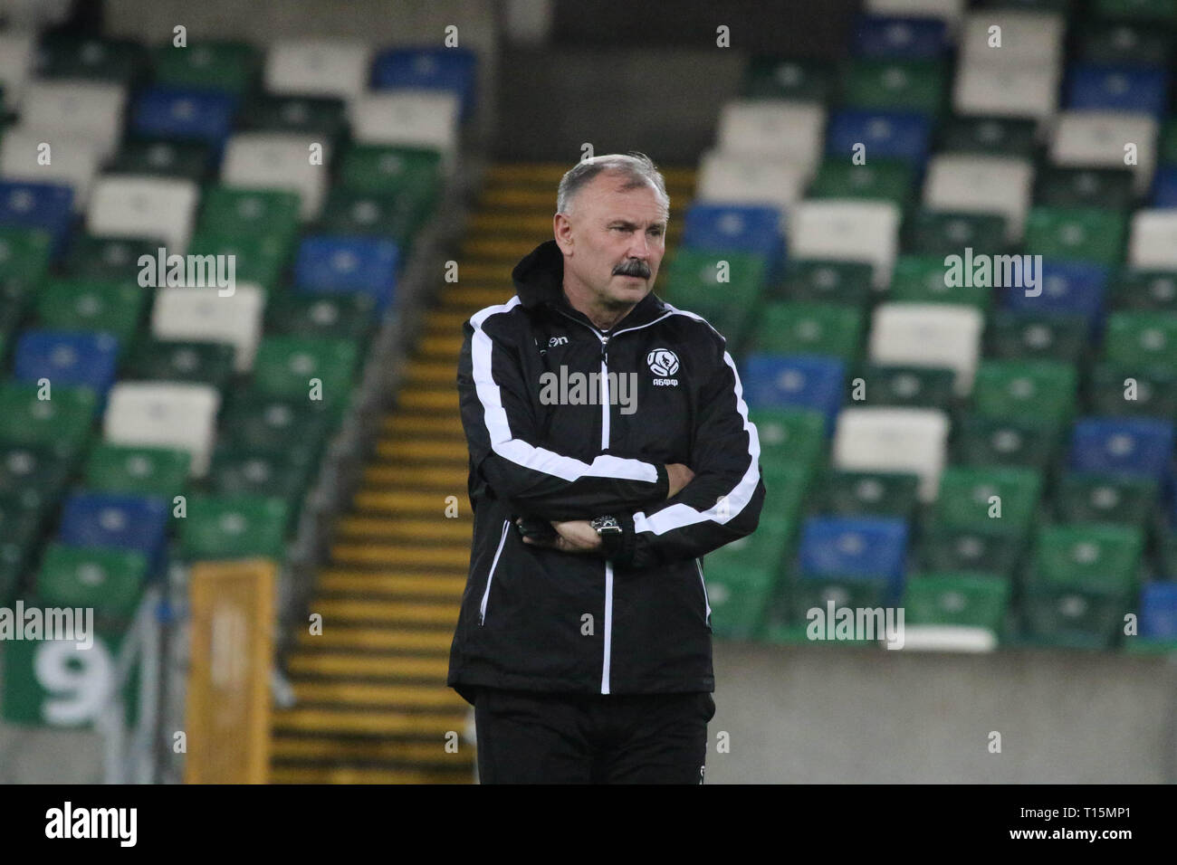 Windsor Park Belfast, Northern Ireland, UK. 23 March 2019. The Belarus squad train at Windsor Park before their game against Northern Ireland tomorrow night. Credit: David Hunter/Alamy Live News. Stock Photo