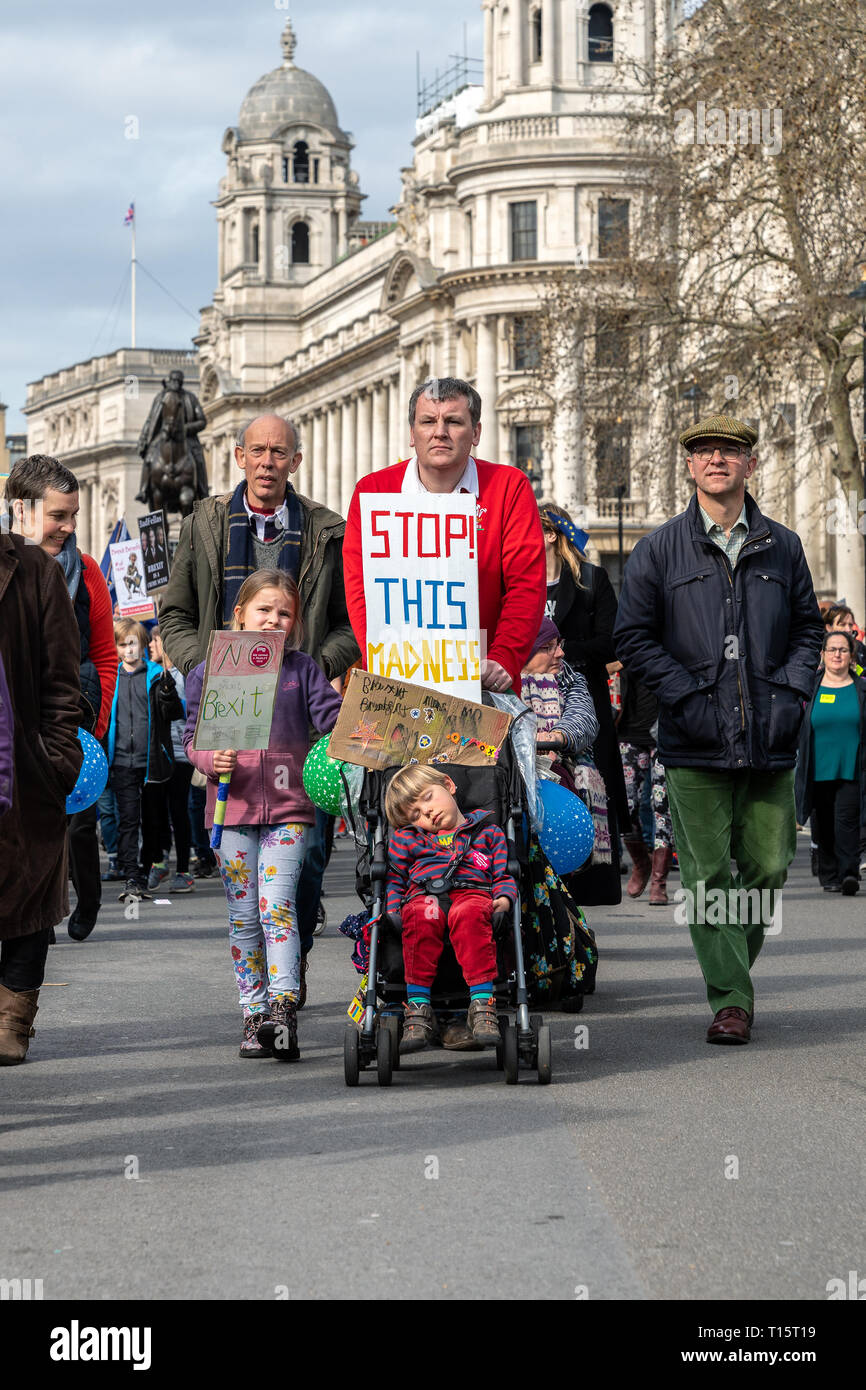 London, UK. 23rd Mar 2019. Thousands of people come to a demonstration calling for a second referendum on Britain exit from EU, known as Brexit. Credit: AndKa/Alamy Live News Stock Photo