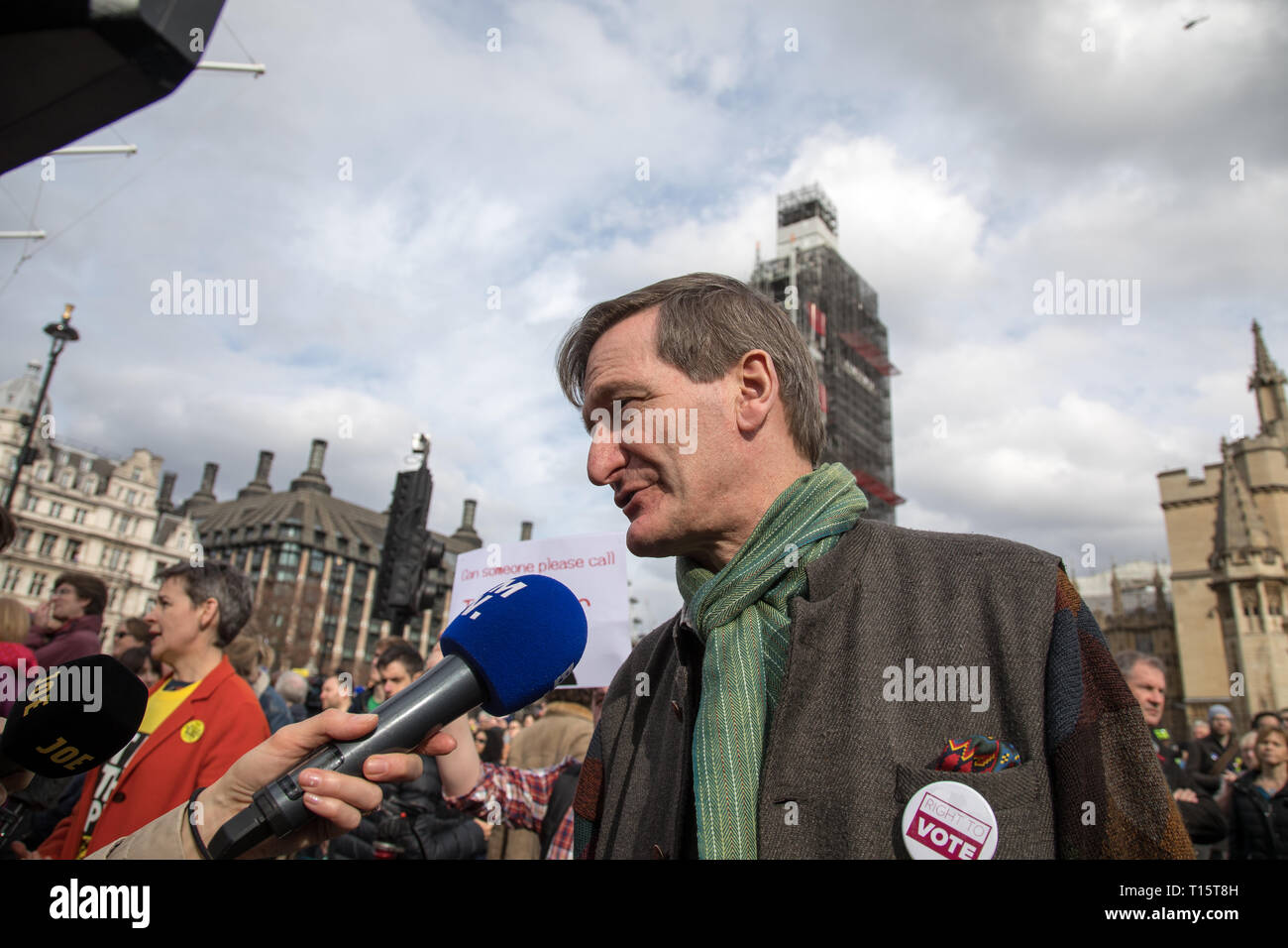 London, UK. 23rd Mar, 2019. Dominic Grieve conservative MP is interviewed outside Parliament Square, Westminster. Credit: Santo Basone/Alamy Live News Stock Photo