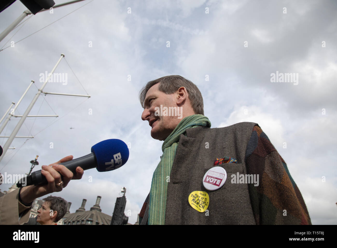London, UK. 23rd Mar, 2019. Dominic Grieve conservative MP is interviewed outside Parliament Square, Westminster. Credit: Santo Basone/Alamy Live News Stock Photo