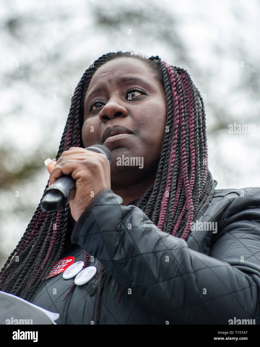 London, UK. 23rd Mar 2019. Passionate speaker addresses the crowd of protestors Credit: Oliver Monk/Alamy Live News Stock Photo