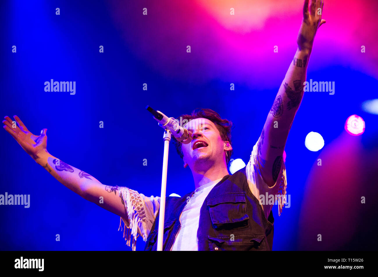 Glasgow, UK. 23 March 2019.   Pictured: Ryan Hennessy - Guitar & Vocals.  Picture This is an Irish rock band based in Ireland, composed of Ryan Hennessy, Jimmy Rainsford, Owen Cardiff and Cliff Deane. In 2017, they released their debut album, which entered atop the Irish Albums Chart. Credit: Colin Fisher/Alamy Live News Stock Photo