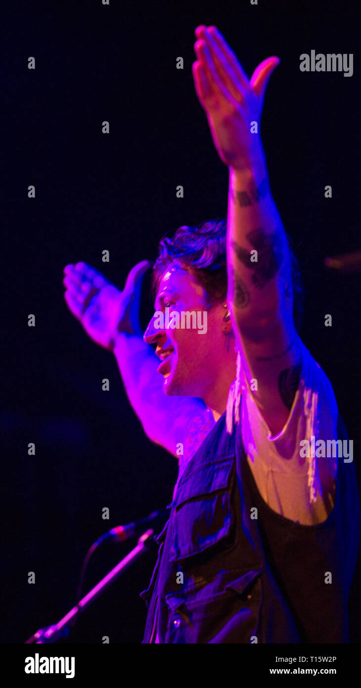 Glasgow, UK. 23 March 2019.   Pictured: Ryan Hennessy - Guitar & Vocals.  Picture This is an Irish rock band based in Ireland, composed of Ryan Hennessy, Jimmy Rainsford, Owen Cardiff and Cliff Deane. In 2017, they released their debut album, which entered atop the Irish Albums Chart. Credit: Colin Fisher/Alamy Live News Stock Photo