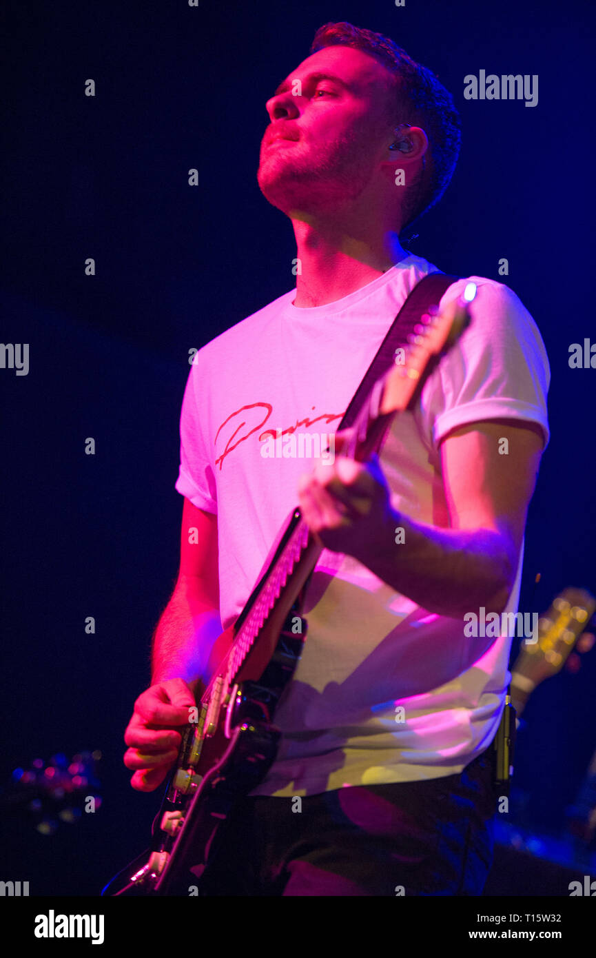 Glasgow, UK. 23 March 2019.   Pictured: Owen Cardiff - Guitar.  Picture This is an Irish rock band based in Ireland, composed of Ryan Hennessy, Jimmy Rainsford, Owen Cardiff and Cliff Deane. In 2017, they released their debut album, which entered atop the Irish Albums Chart. Credit: Colin Fisher/Alamy Live News Stock Photo