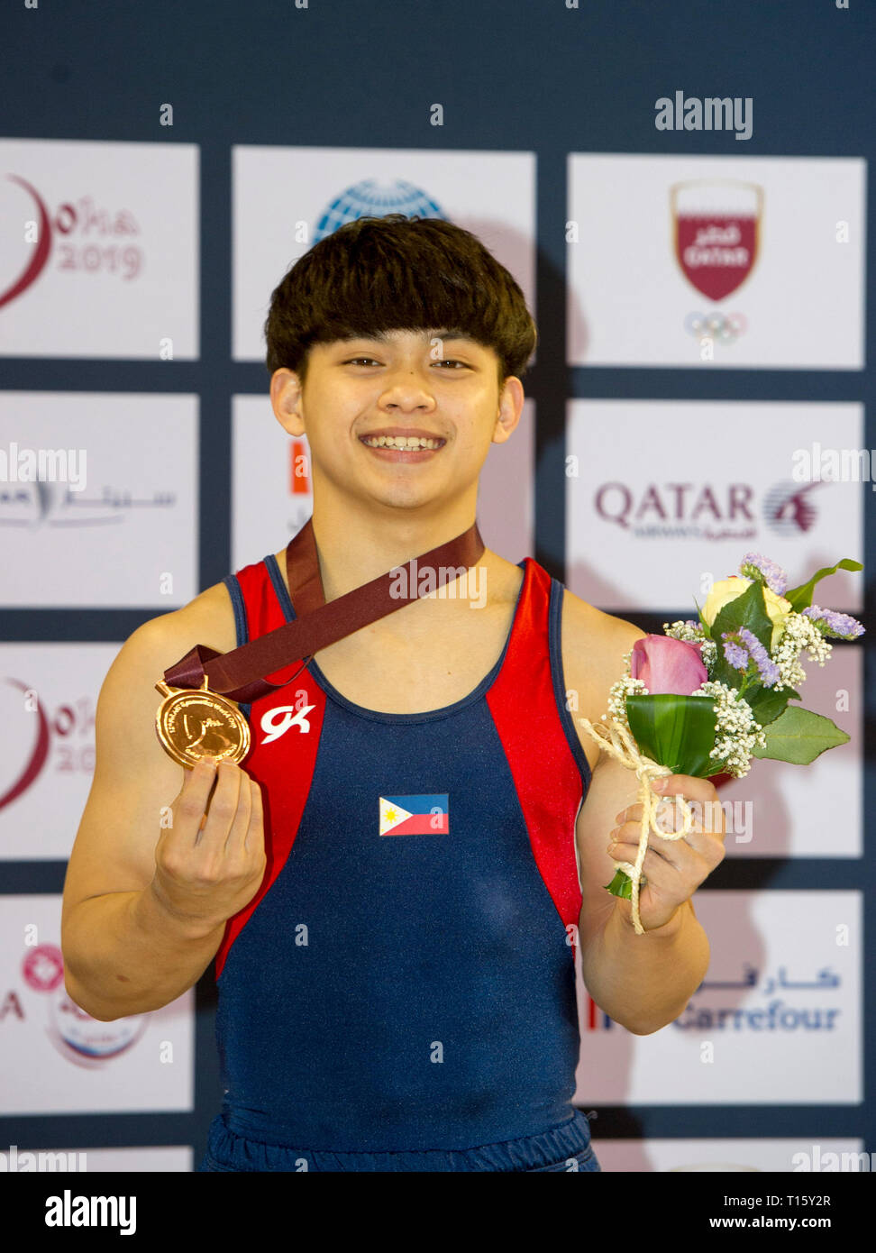 Doha, Qatar. 22nd Mar, 2019. Carlos Edriel Yulo of Philippines competes