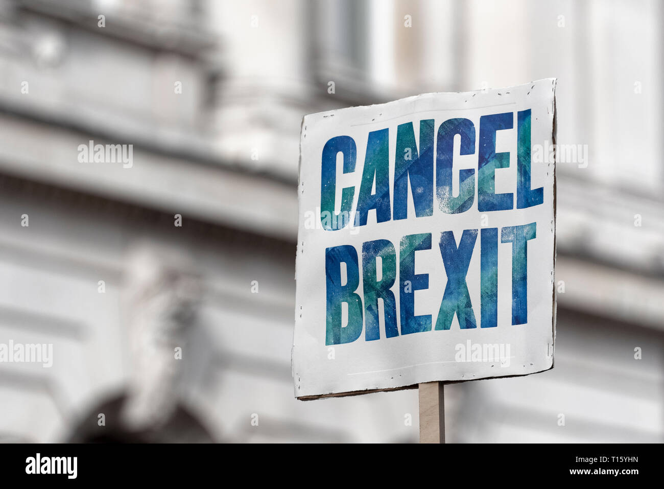London, UK. 23rd Mar, 2019. Peoples Vote March, Cancel Brexit placard. Crowd detail and banners as taken from the perspective of a protester. Remain banners, second referendum. Credit: Tony Pincham/Alamy Live News Stock Photo