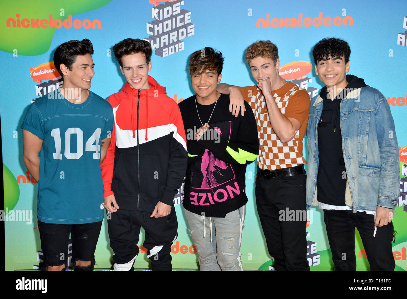 Los Angeles, USA. 23rd Mar, 2019. In Real Life, Drew Ramos, Michael Conor, Sergio Calderon, Brady Tutton & Chance Perez at Nickelodeon's Kids' Choice Awards 2019 at USC's Galen Center. Picture: Paul Smith/Featureflash Credit: Paul Smith/Alamy Live News Stock Photo
