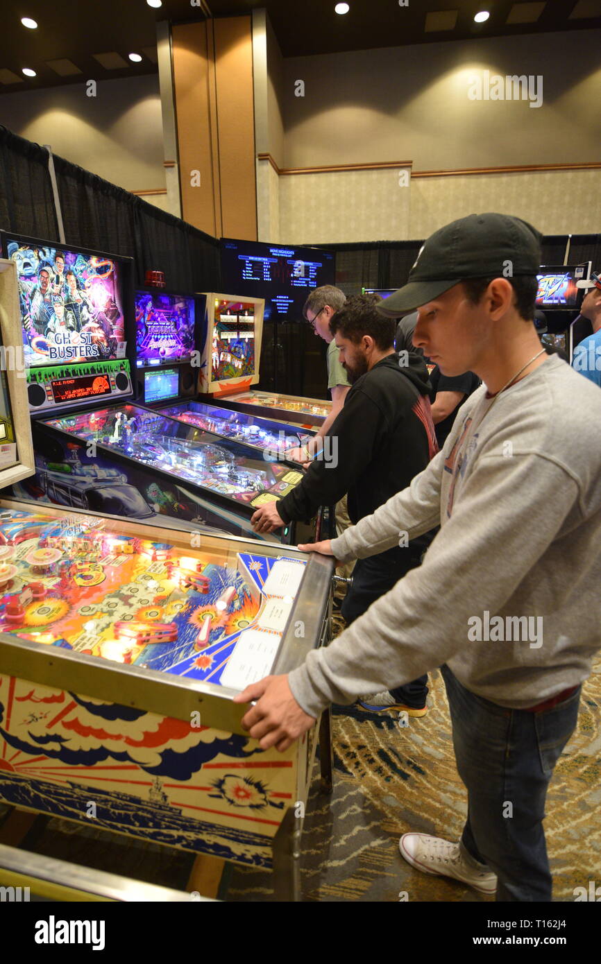 Frisco, USA. 23rd March, 2019. A young man playing a game at the Texas